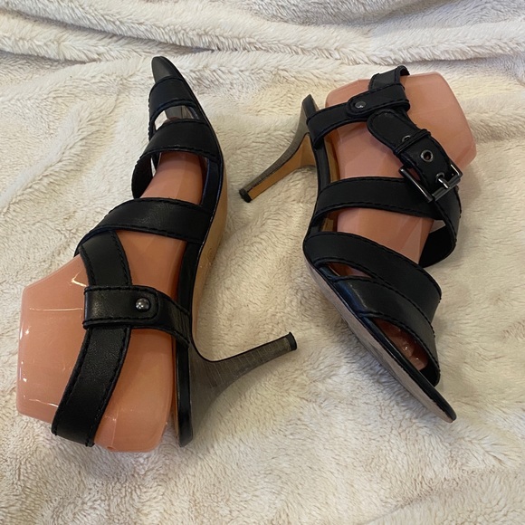 Coach Rapture Black Soft Leather Criss-Cross Strappy Slingback Heels Sz 9.5 EUC - Picture 7 of 9